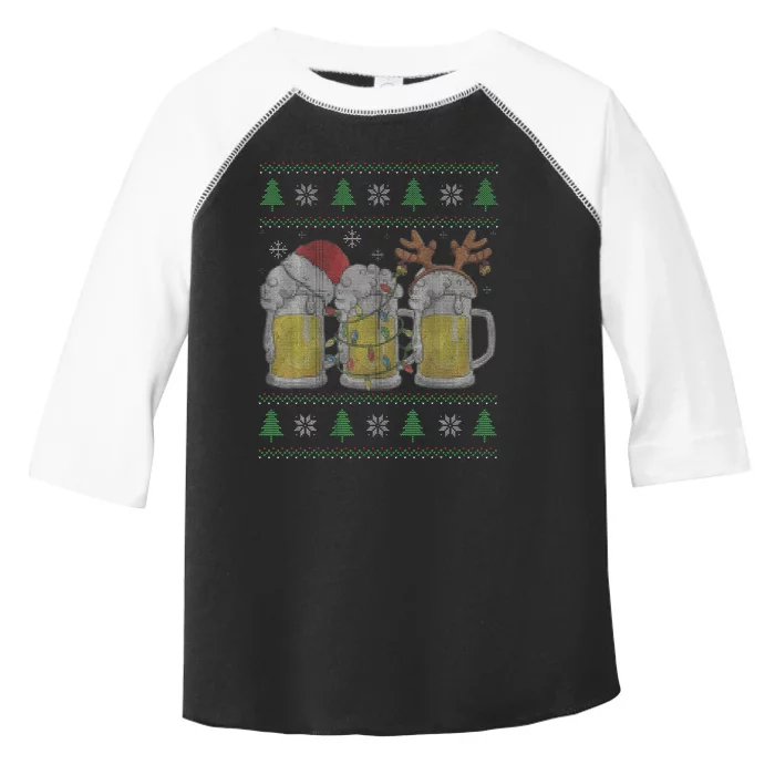 Beer ugly christmas sweater santa beer mugs ale lover xmas Toddler Fine Jersey T-Shirt