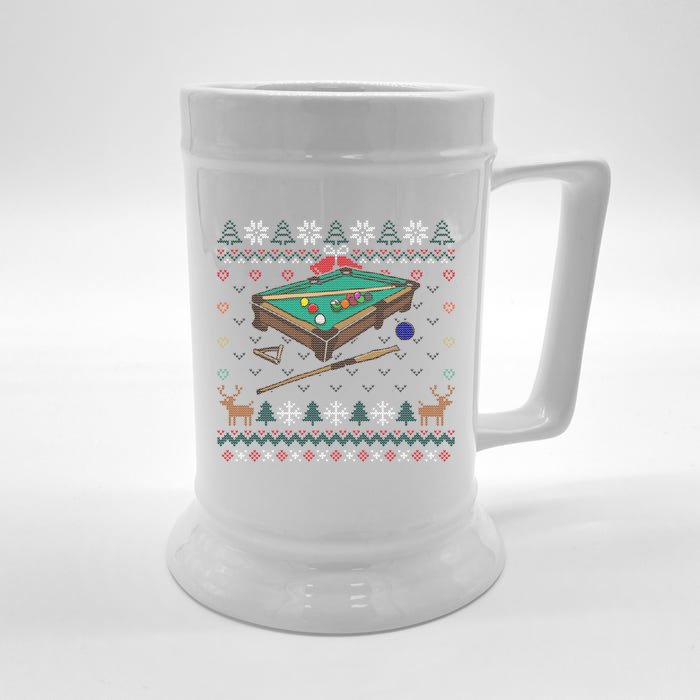 Billiards Ugly Christmas Sweater Ball Sports Player Gift Front & Back Beer Stein