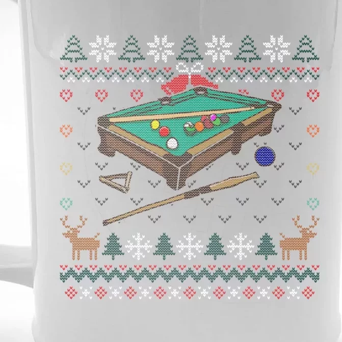 Billiards Ugly Christmas Sweater Ball Sports Player Gift Front & Back Beer Stein