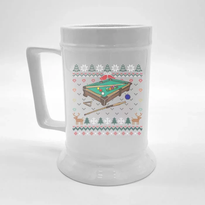 Billiards Ugly Christmas Sweater Ball Sports Player Gift Front & Back Beer Stein