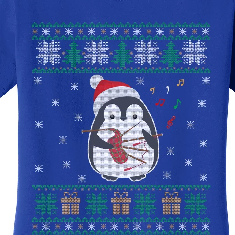 Bagpipes Ugly Christmas Sweater Penguin Xmas Family Matching Cute Gift Women's T-Shirt