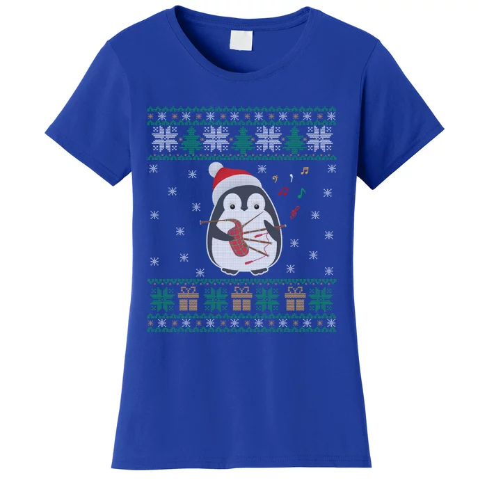 Bagpipes Ugly Christmas Sweater Penguin Xmas Family Matching Cute Gift Women's T-Shirt