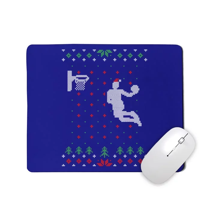 Basketball Ugly Christmas Sweater Xmas Funny Santa Dunking Cute Gift Mousepad