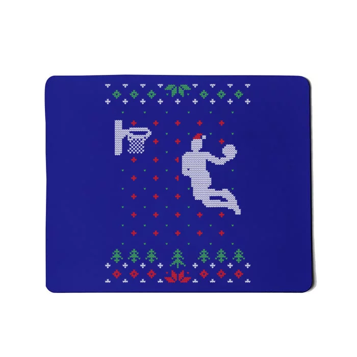 Basketball Ugly Christmas Sweater Xmas Funny Santa Dunking Cute Gift Mousepad