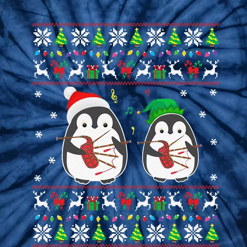 Bagpipes Ugly Christmas Funny Elf Santa Penguin Matching Tie-Dye T-Shirt