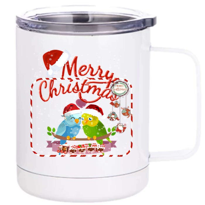 Budgerigar Ugly Christmas Front & Back 12oz Stainless Steel Tumbler Cup