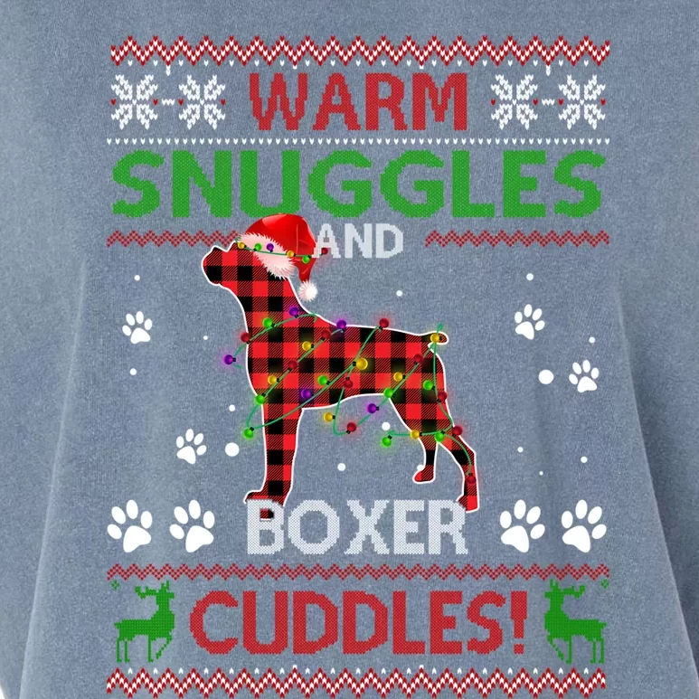 Boxer Ugly Christmas Sweater Christmas Pajama Dog Lover Gift Garment-Dyed Women's Muscle Tee