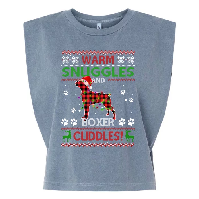 Boxer Ugly Christmas Sweater Christmas Pajama Dog Lover Gift Garment-Dyed Women's Muscle Tee