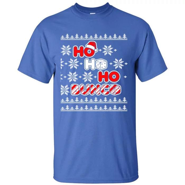 Bunco Ugly Christmas Ho Ho Ho Santa Hat Dice Gift Tall T-Shirt