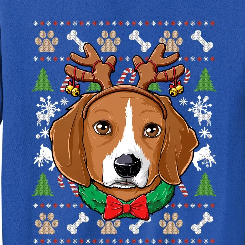 Beagle Ugly Christmas Reindeer Antlers Xmas Gift Tall Sweatshirt