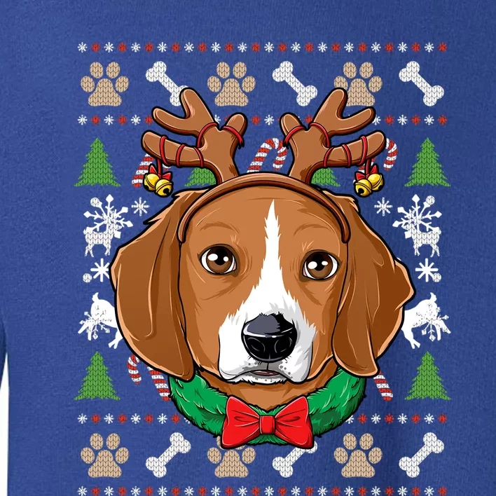 Beagle Ugly Christmas Reindeer Antlers Xmas Gift Toddler Sweatshirt