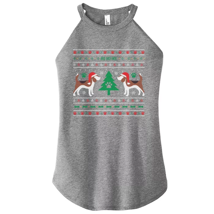 Beagle Ugly Christmas Sweater Gift Women’s Perfect Tri Rocker Tank