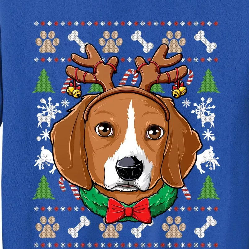 Beagle Ugly Christmas Reindeer Antlers Xmas Gift Sweatshirt