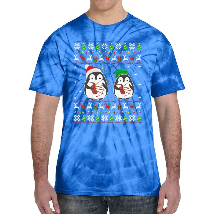 Bagpipes Ugly Christmas Funny Elf Santa Penguin Matching Tie-Dye T-Shirt