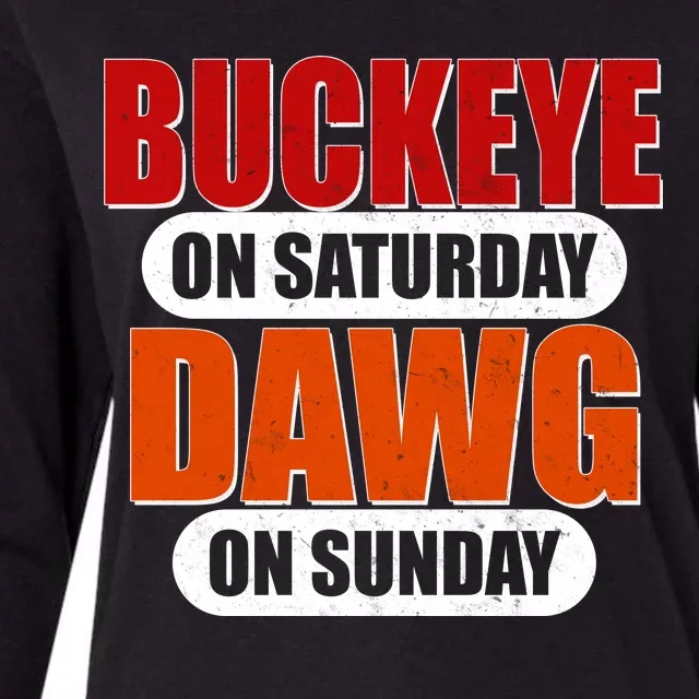 Buckeye On Saturday Dawg On Sunday Womens Cotton Relaxed Long Sleeve T-Shirt