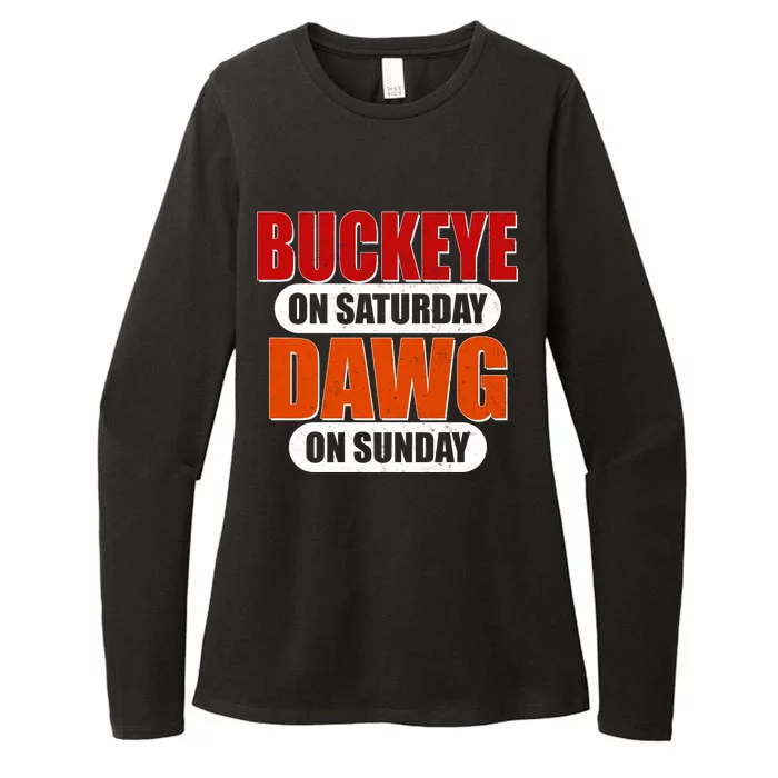 Buckeye On Saturday Dawg On Sunday Womens CVC Long Sleeve Shirt