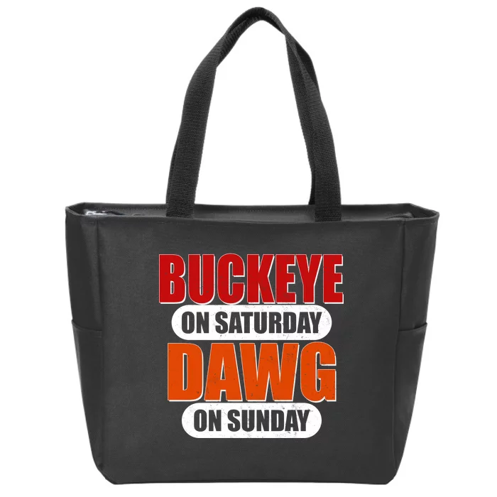 Buckeye On Saturday Dawg On Sunday Zip Tote Bag