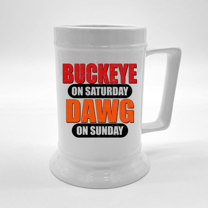 Buckeye On Saturday Dawg On Sunday Front & Back Beer Stein