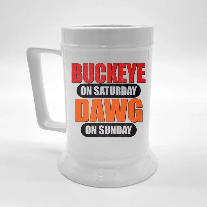 Buckeye On Saturday Dawg On Sunday Front & Back Beer Stein