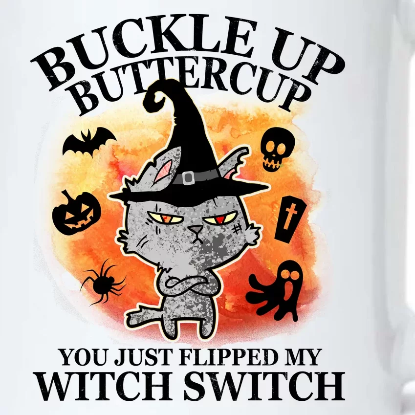 Buckle Up Buttercup You Just Flipped My Witch Switch Halloween Cat Black Color Changing Mug