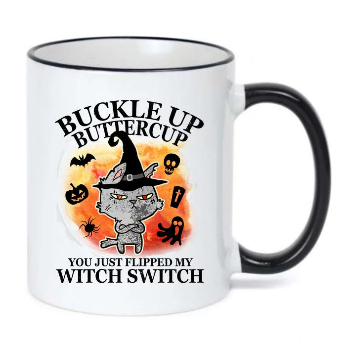 Buckle Up Buttercup You Just Flipped My Witch Switch Halloween Cat Black Color Changing Mug