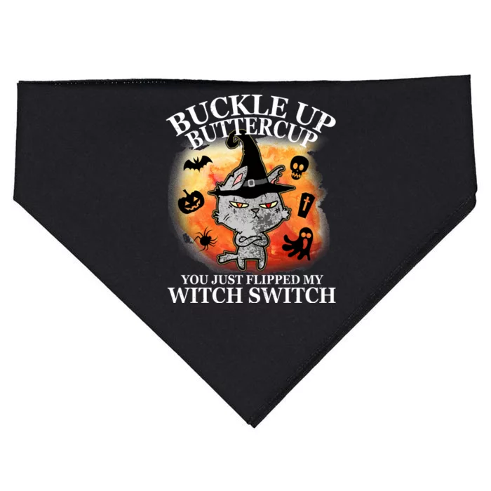 Buckle Up Buttercup You Just Flipped My Witch Switch Halloween Cat USA-Made Doggie Bandana