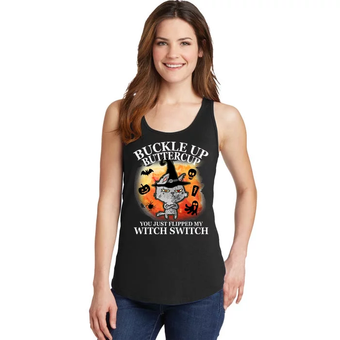 Buckle Up Buttercup You Just Flipped My Witch Switch Halloween Cat Ladies Essential Tank