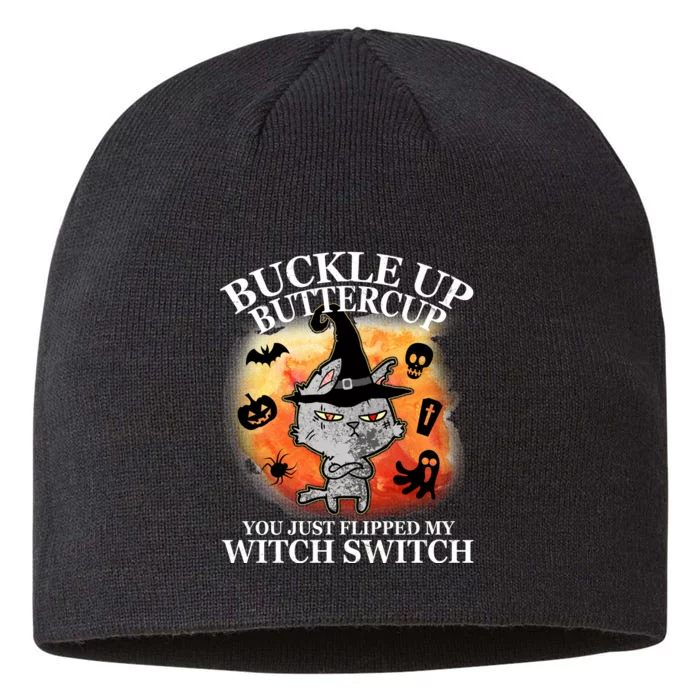 Buckle Up Buttercup You Just Flipped My Witch Switch Halloween Cat 8 1/2in Sustainable Knit Beanie