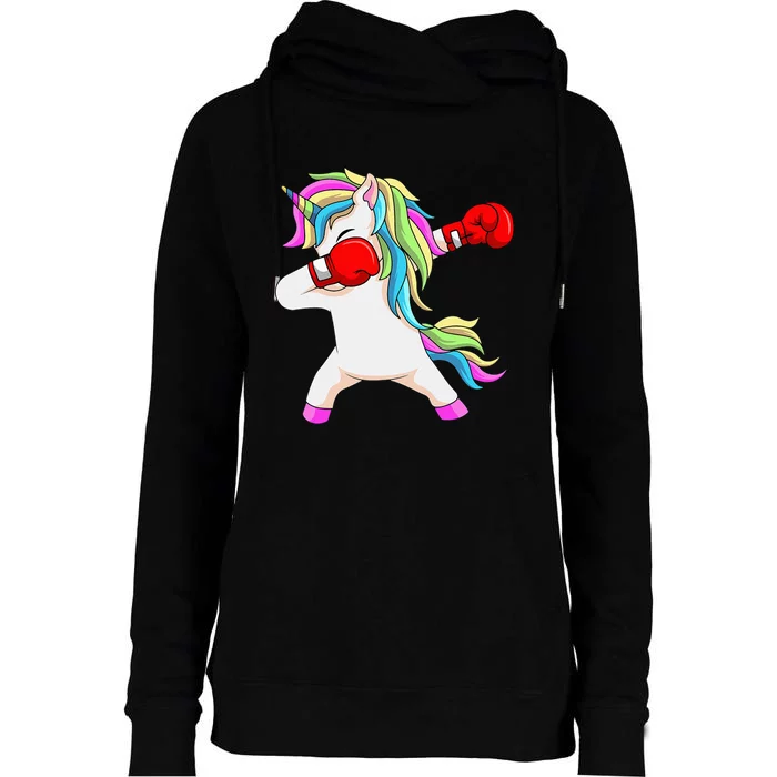 Boxing Unicorn Dabbing Boxer Coach Trainee Student Womens Funnel Neck Pullover Hood