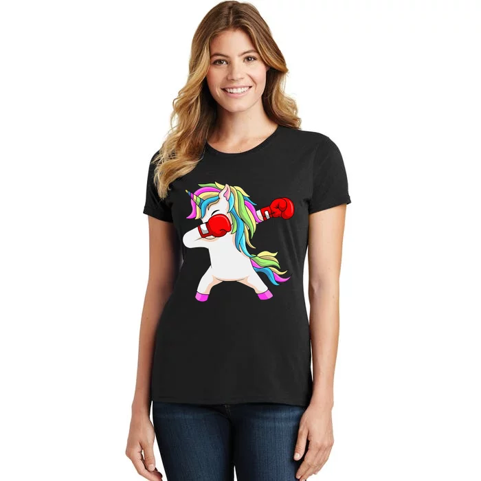 Boxing Unicorn Dabbing Boxer Coach Trainee Student Women's T-Shirt