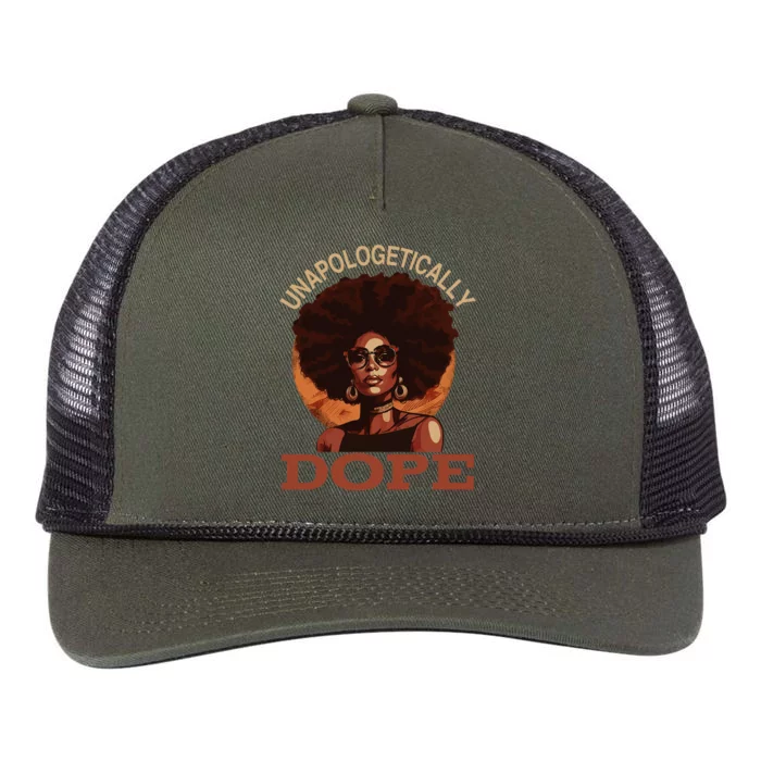 Black  Unapologetically Dope Juneteenth Black History Retro Rope Trucker Hat Cap