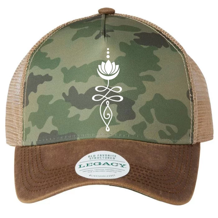 Buddhist Crescent Moon And Lotus Flower Legacy Tie Dye Trucker Hat