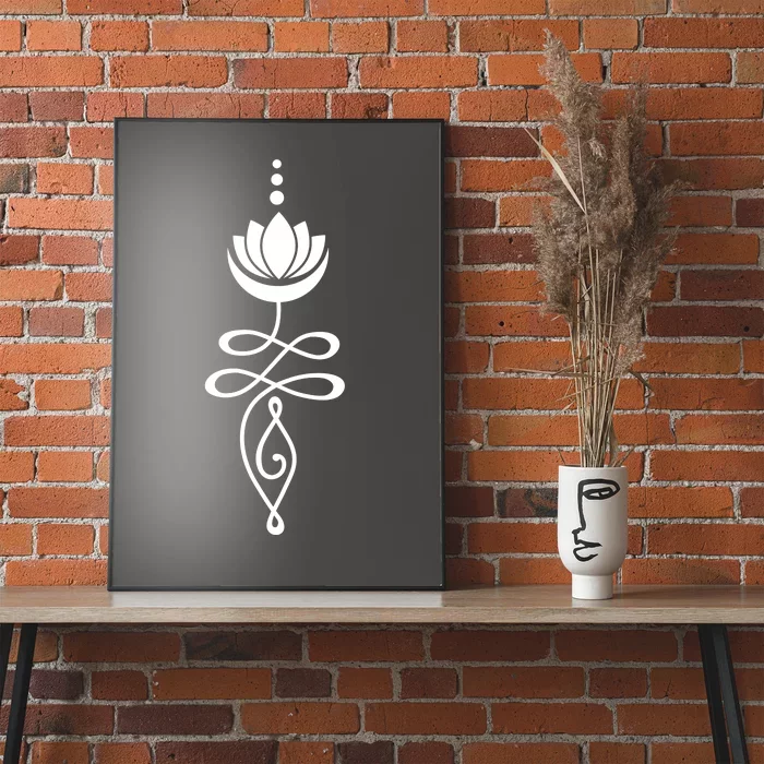 Buddhist Crescent Moon And Lotus Flower Poster