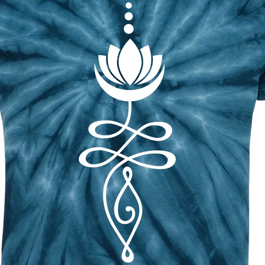 Buddhist Crescent Moon And Lotus Flower Kids Tie-Dye T-Shirt