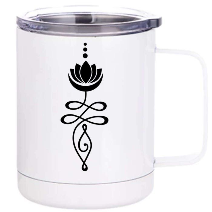 Buddhist Crescent Moon And Lotus Flower Front & Back 12oz Stainless Steel Tumbler Cup