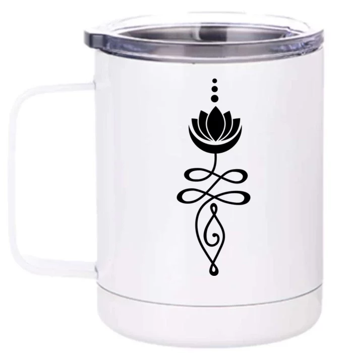 Buddhist Crescent Moon And Lotus Flower Front & Back 12oz Stainless Steel Tumbler Cup