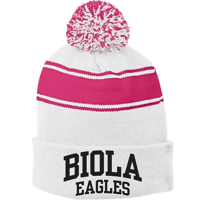 Biola University Eagles 02 Stripe Pom Pom Beanie