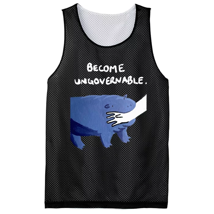 Become Ungovernable Funny Baby Hippo Moo Deng Funny Saying Mesh Reversible Basketball Jersey Tank