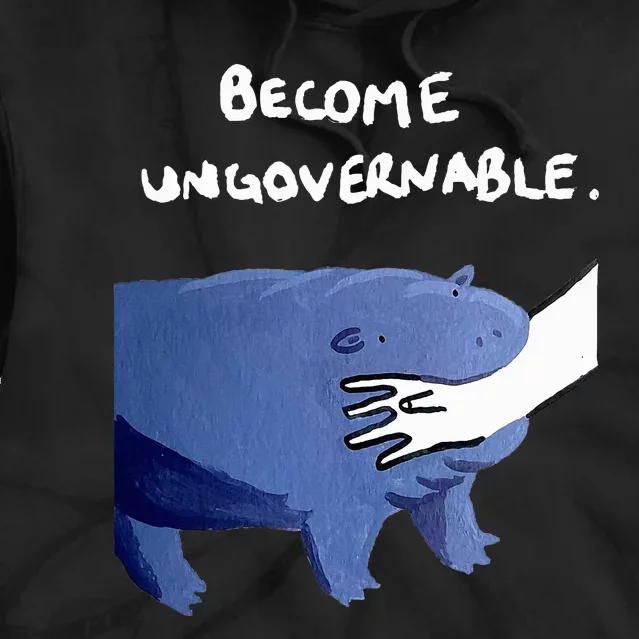 Become Ungovernable Funny Baby Hippo Moo Deng Funny Saying Tie Dye Hoodie