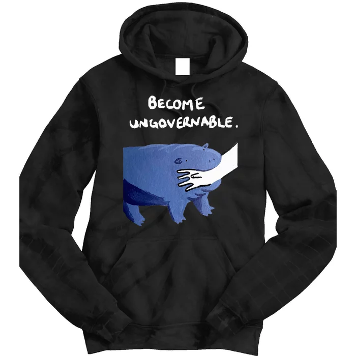 Become Ungovernable Funny Baby Hippo Moo Deng Funny Saying Tie Dye Hoodie