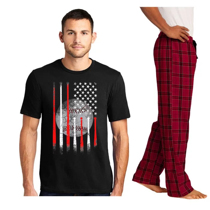 Baseball USA Flag American Flag Vintage For Dad Father's Day Pajama Set