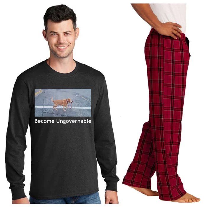 Become Ungovernable Funny Dog Meme Men Women Long Sleeve Pajama Set