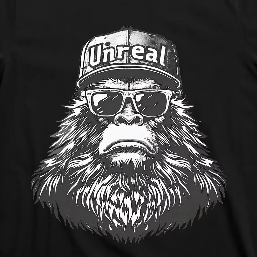 Bigfoot Unreal Funny Sasquatch Disguise Trucker Hat Shades T-Shirt