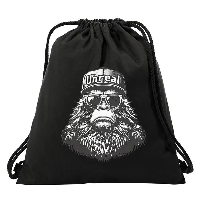 Bigfoot Unreal Funny Sasquatch Disguise Trucker Hat Shades Drawstring Bag