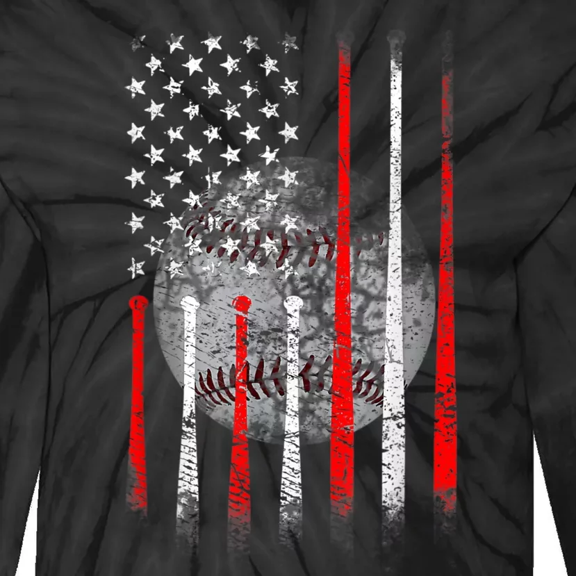 Baseball Usa Flag American Flag Patriotic 4th Of July Tie-Dye Long Sleeve Shirt