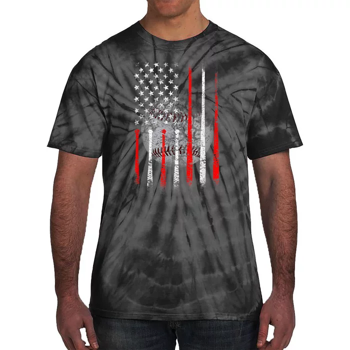 Baseball Usa Flag American Flag Patriotic 4th Of July Tie-Dye T-Shirt