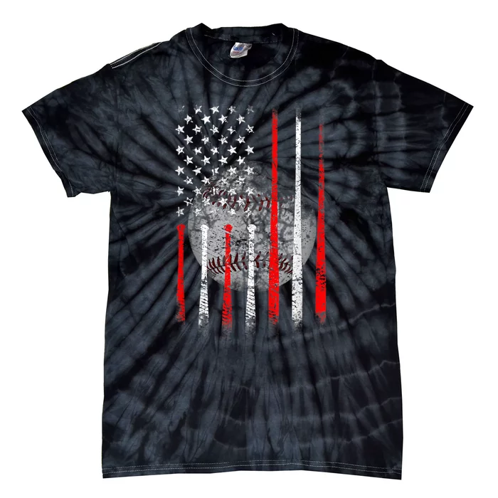 Baseball Usa Flag American Flag Patriotic 4th Of July Tie-Dye T-Shirt