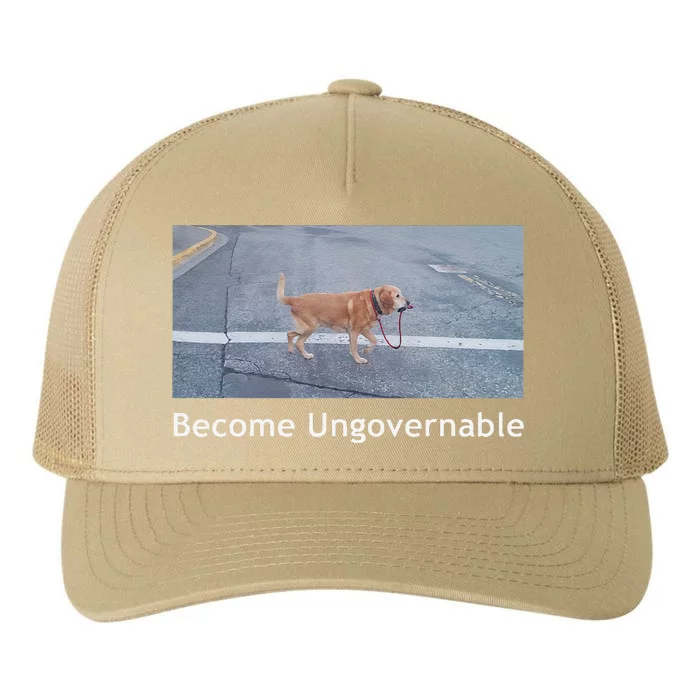 Become Ungovernable Funny Dog Meme Yupoong Adult 5-Panel Trucker Hat