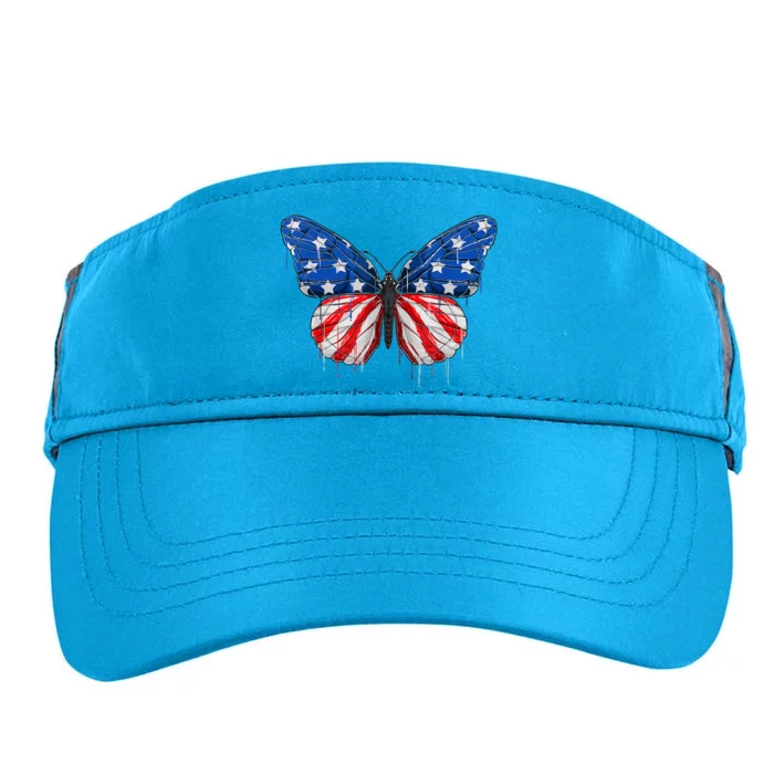 Butterfly Usa Flag 4th Of July Us Gift Adult Drive Performance Visor