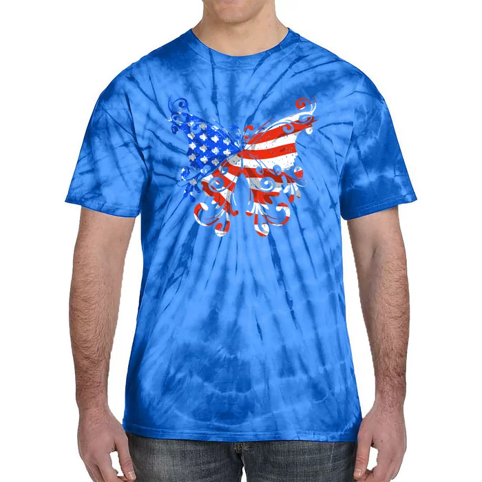 Butterfly Usa Flag Cute 4th Of July Funny American Gift Tie-Dye T-Shirt